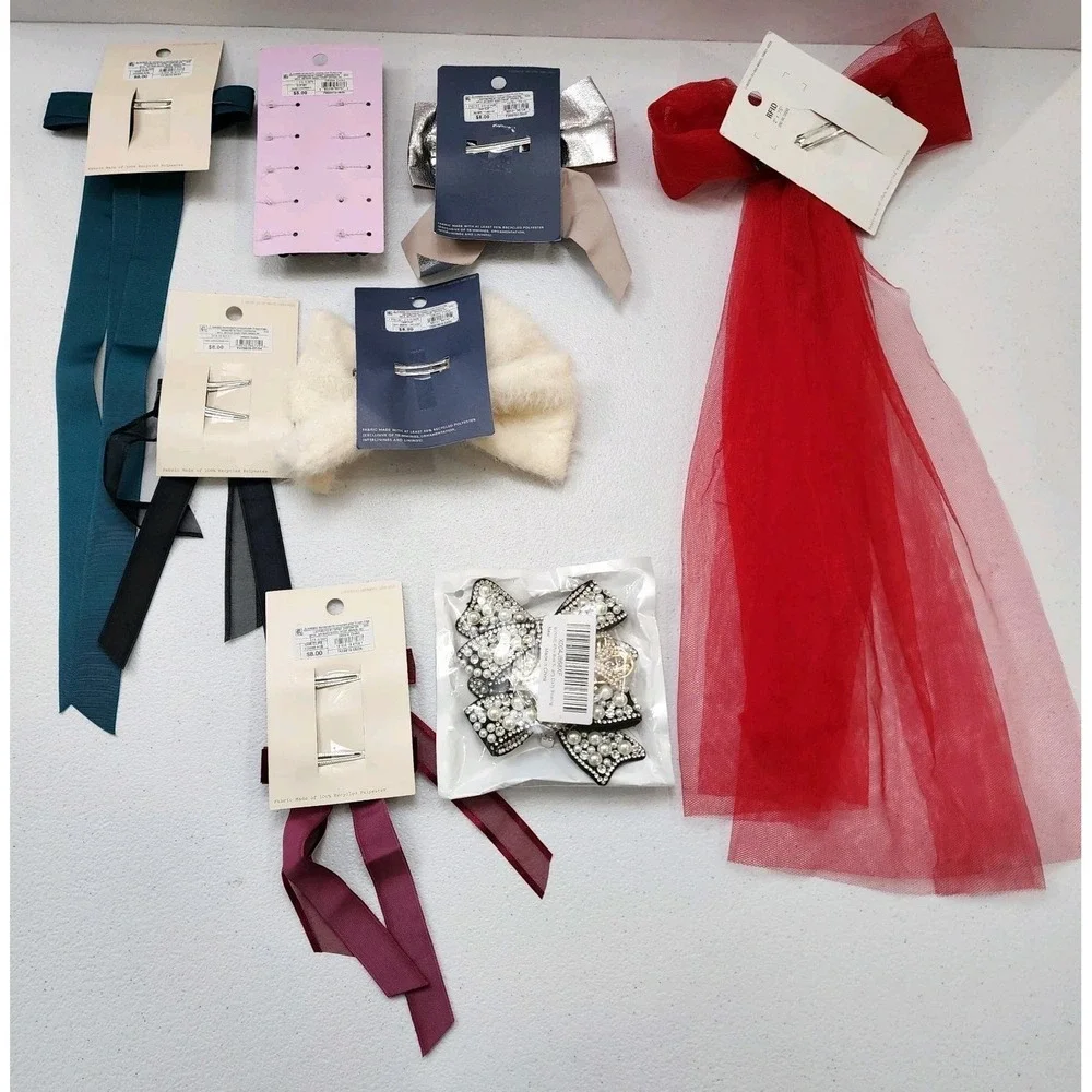 New Girls Bowties And Hair Barrettes Lot 8, A New Day, Wild Fable, And Universal